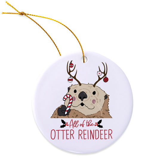 Otter Reindeer Ceramic Ornament