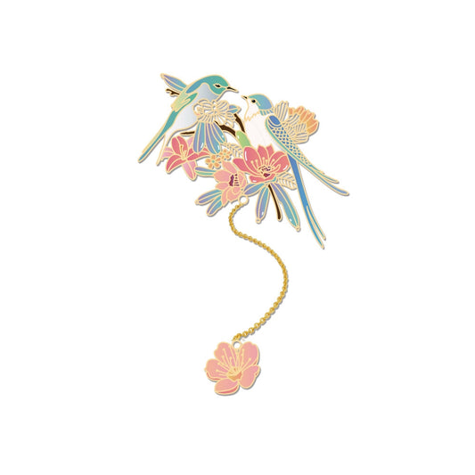 Happy Couple Birds Metal Bookmark