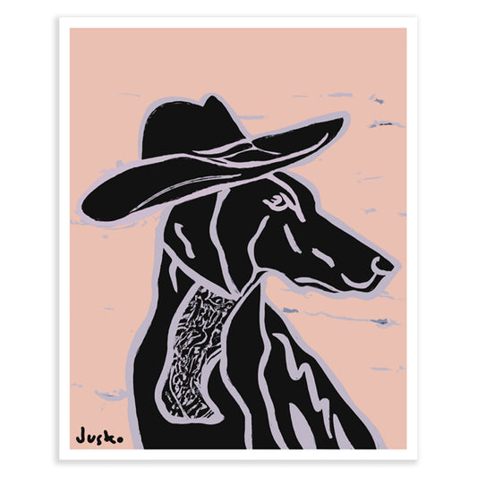 Dog in Cowboy Hat Print