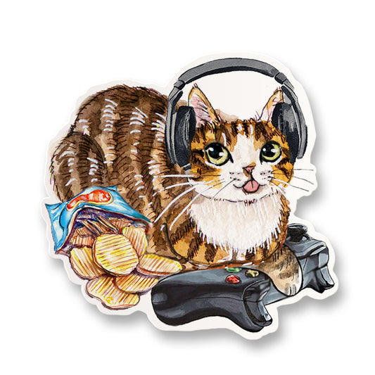 Video Gaming Cat Sticker