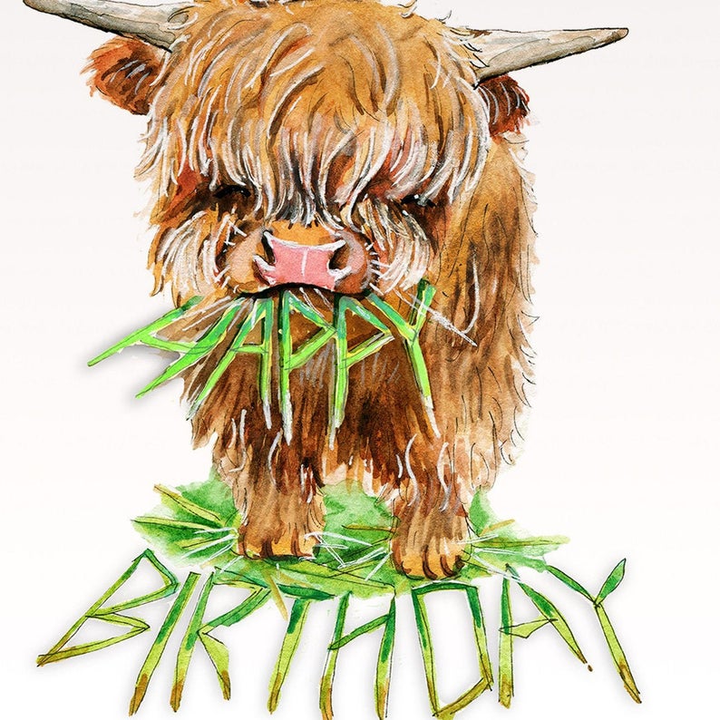 Herbivore Cow Birthday Card