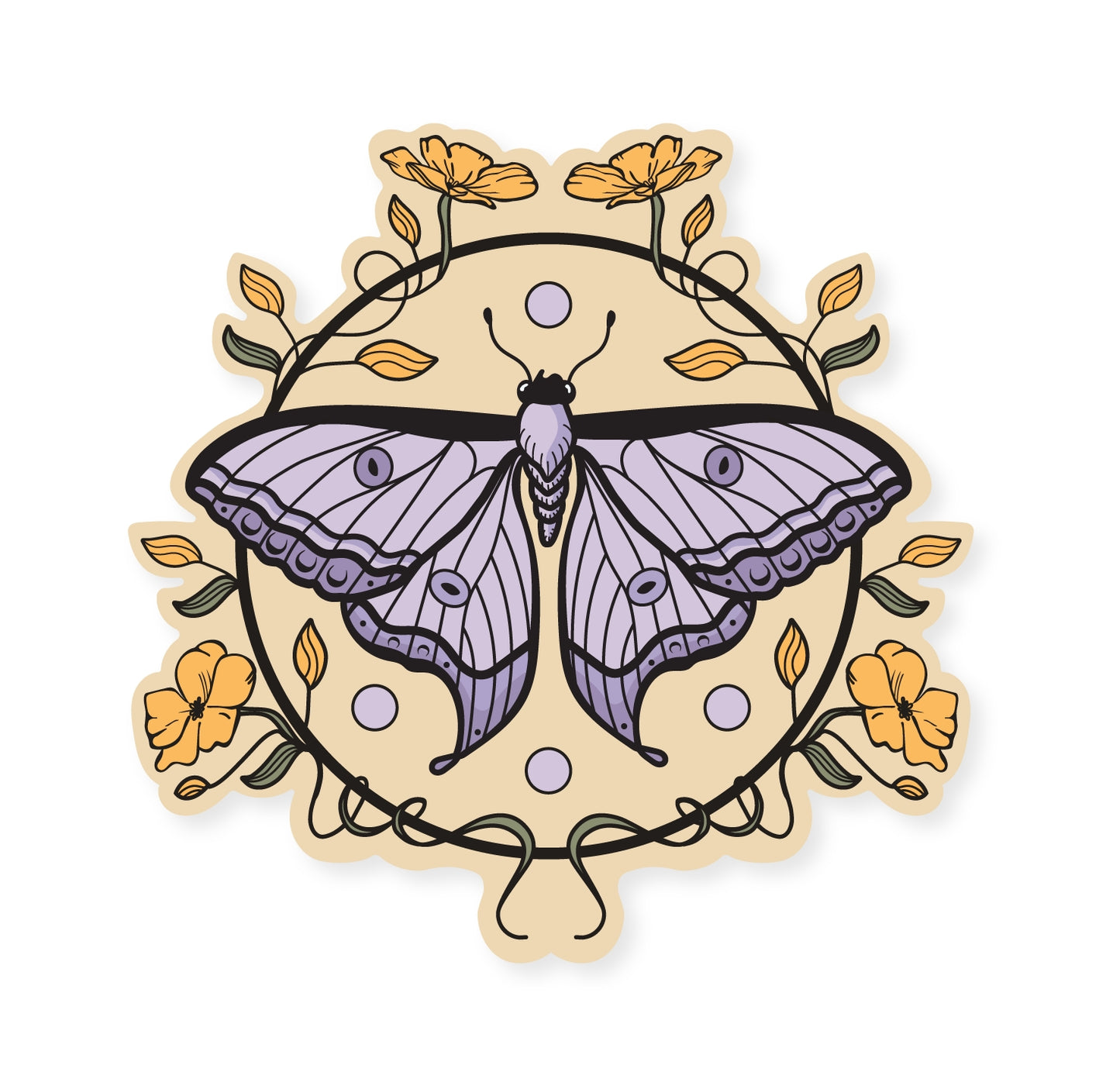Floral Moth Vinyl Sticker