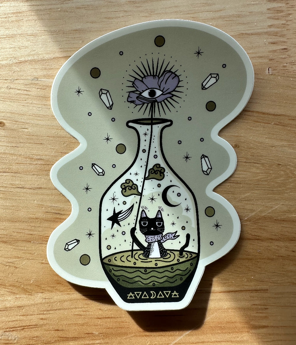 Fantastical Feline Vinyl Sticker