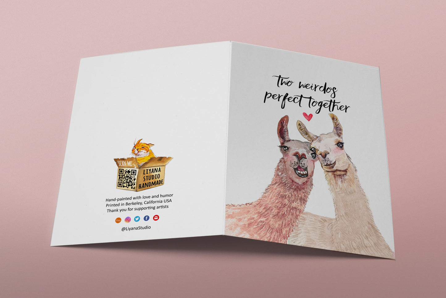 Two Weirdo Llamas Couple Card