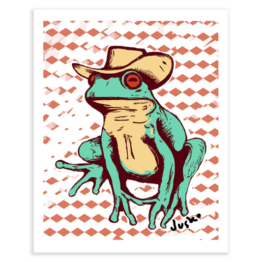 Frog in Cowboy Hat Print