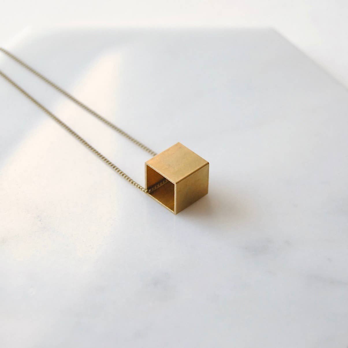 Brass Cube Necklace