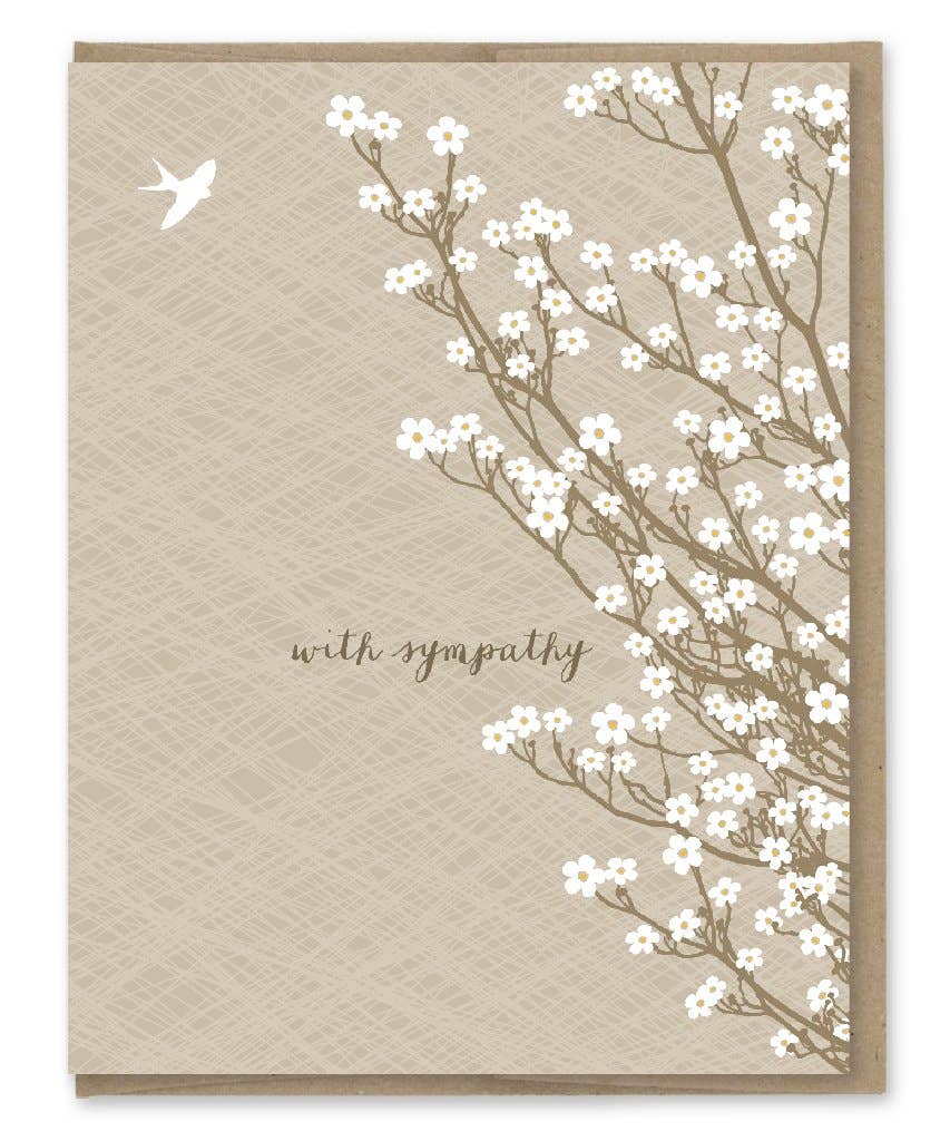 White Tree Blossoms With Sympathy Card