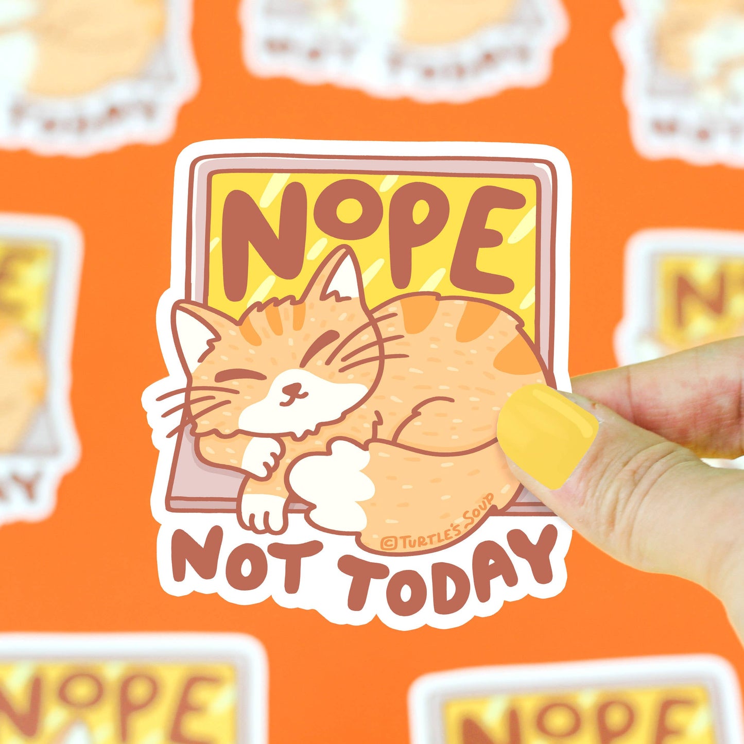 Nope Not Today Kitty Cat Procrastinating Vinyl Sticker