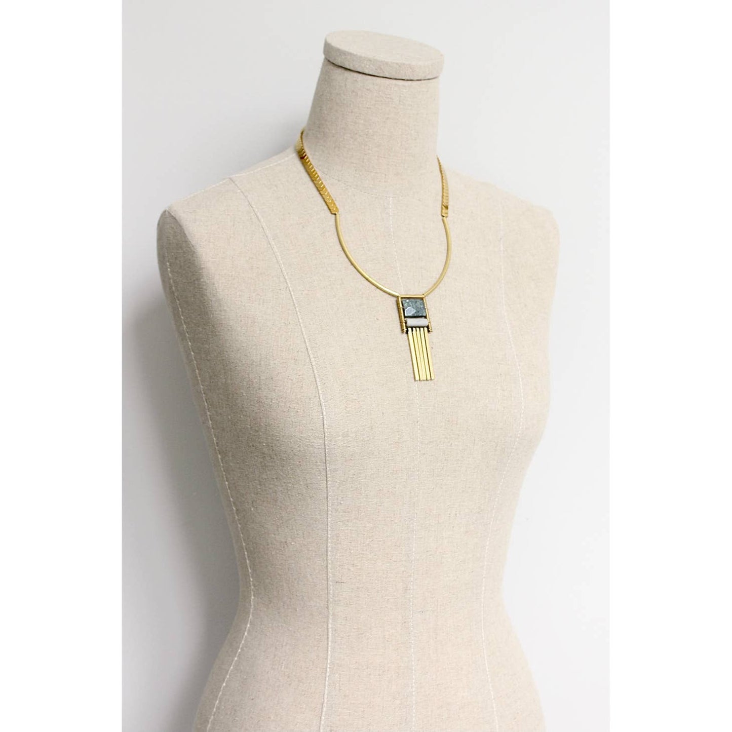 Geometric Stone and Gold Necklace