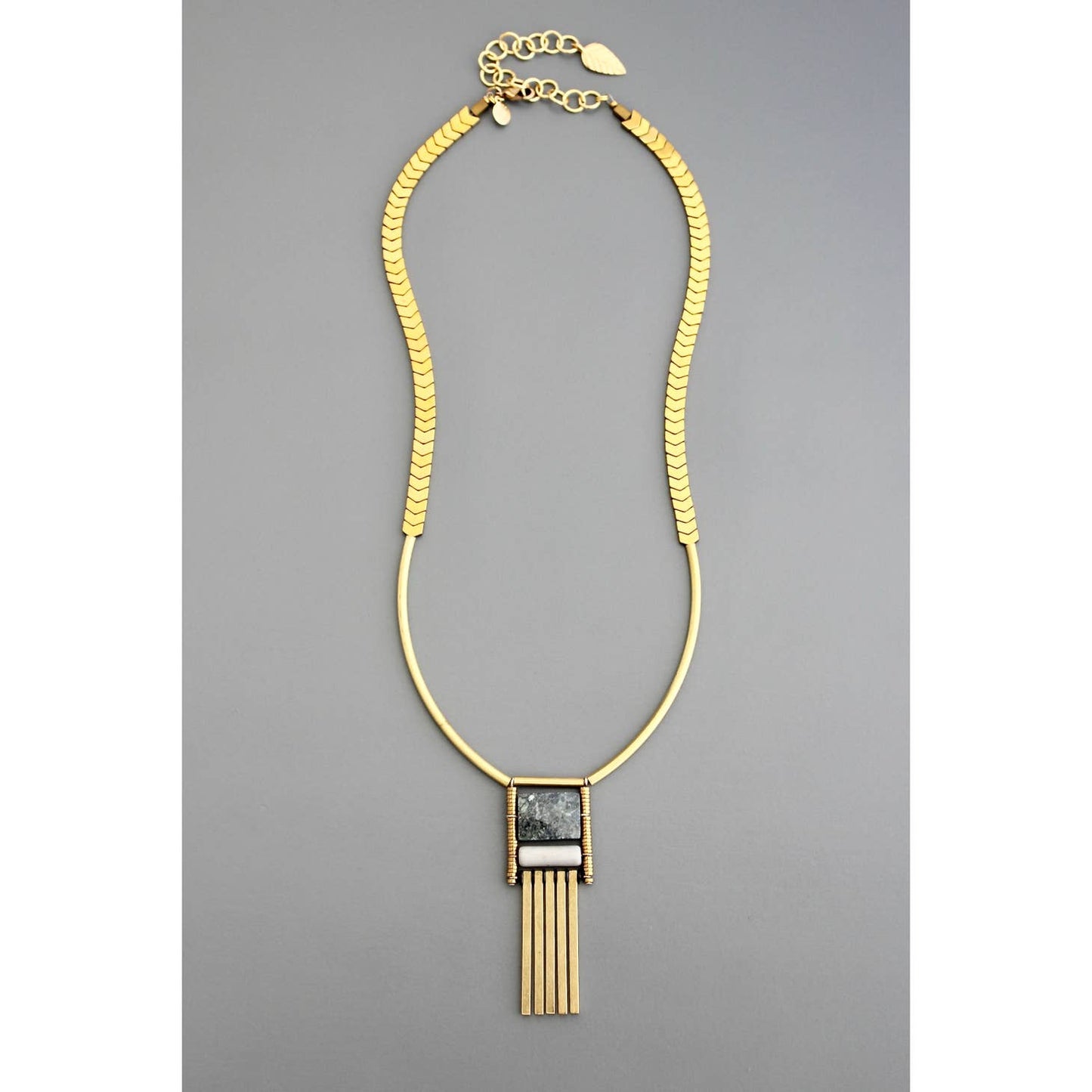 Geometric Stone and Gold Necklace
