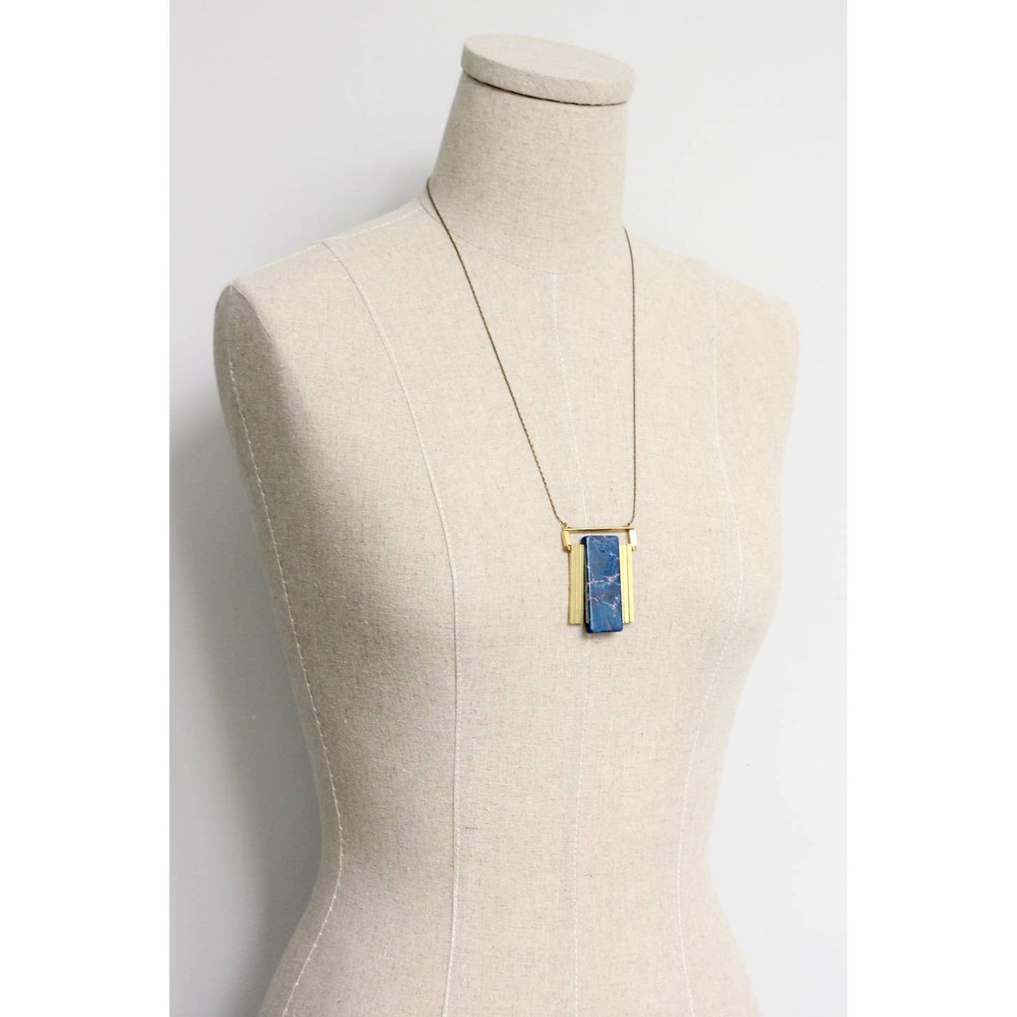 Geometric Gemstone Pendant Necklace