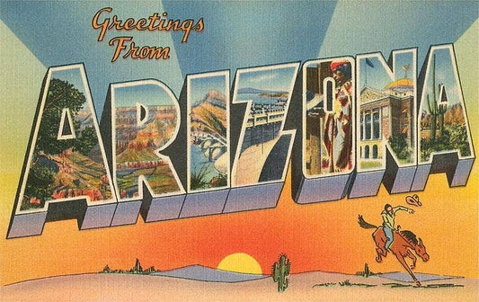 Greetings from Arizona- Cowboy - Vintage Image, Postcard