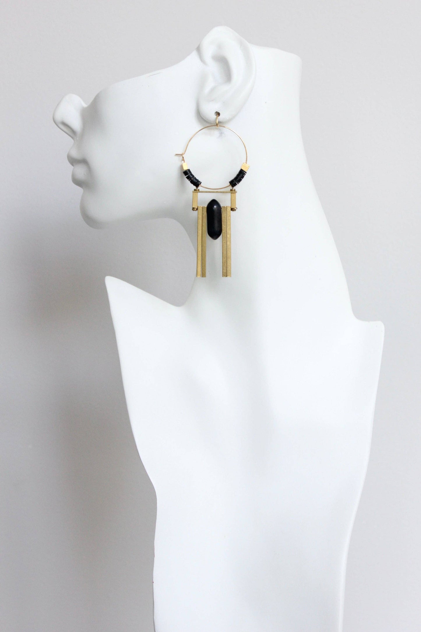 Art Deco Jet Hoop Earrings