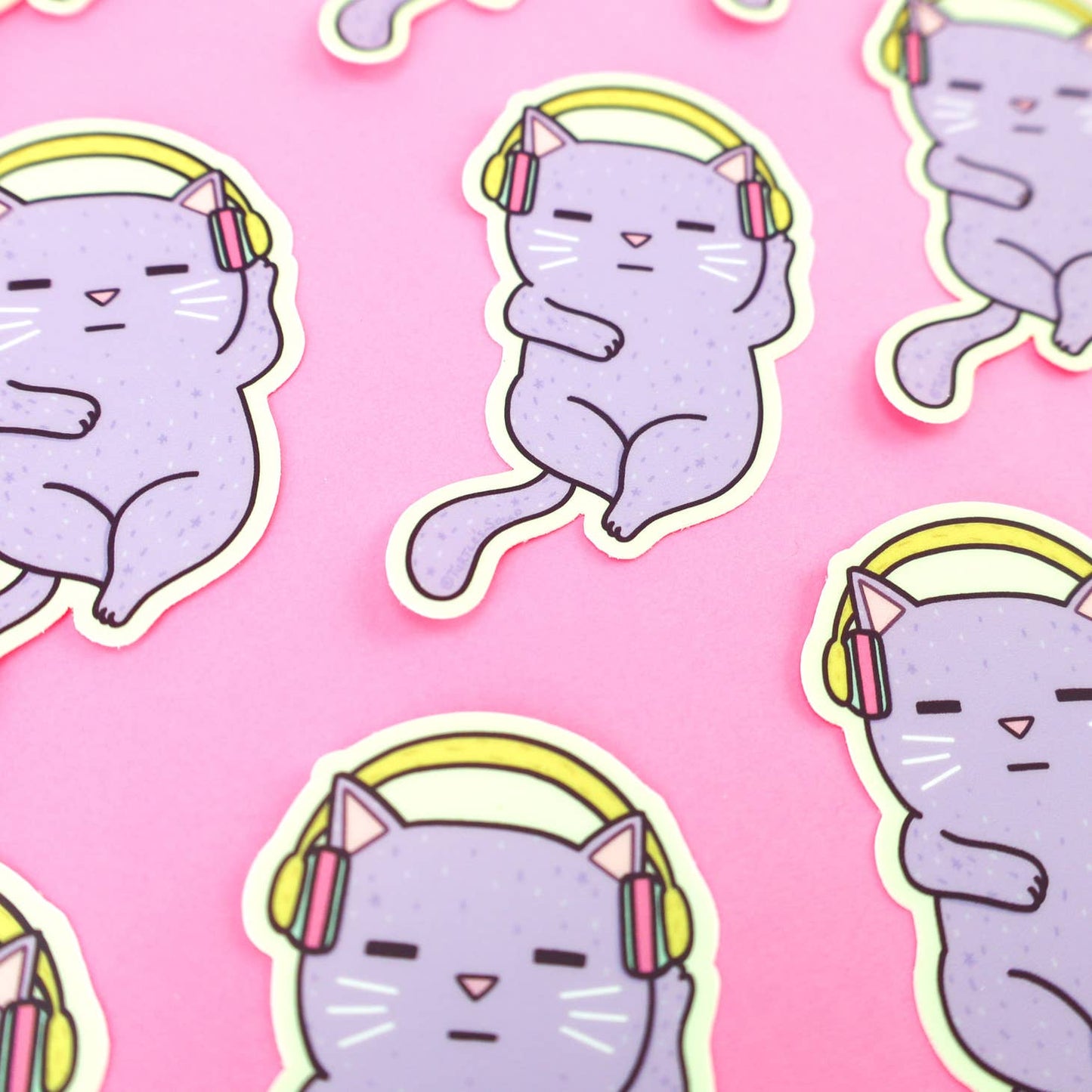 Headphones Cat Vinyl Sticker