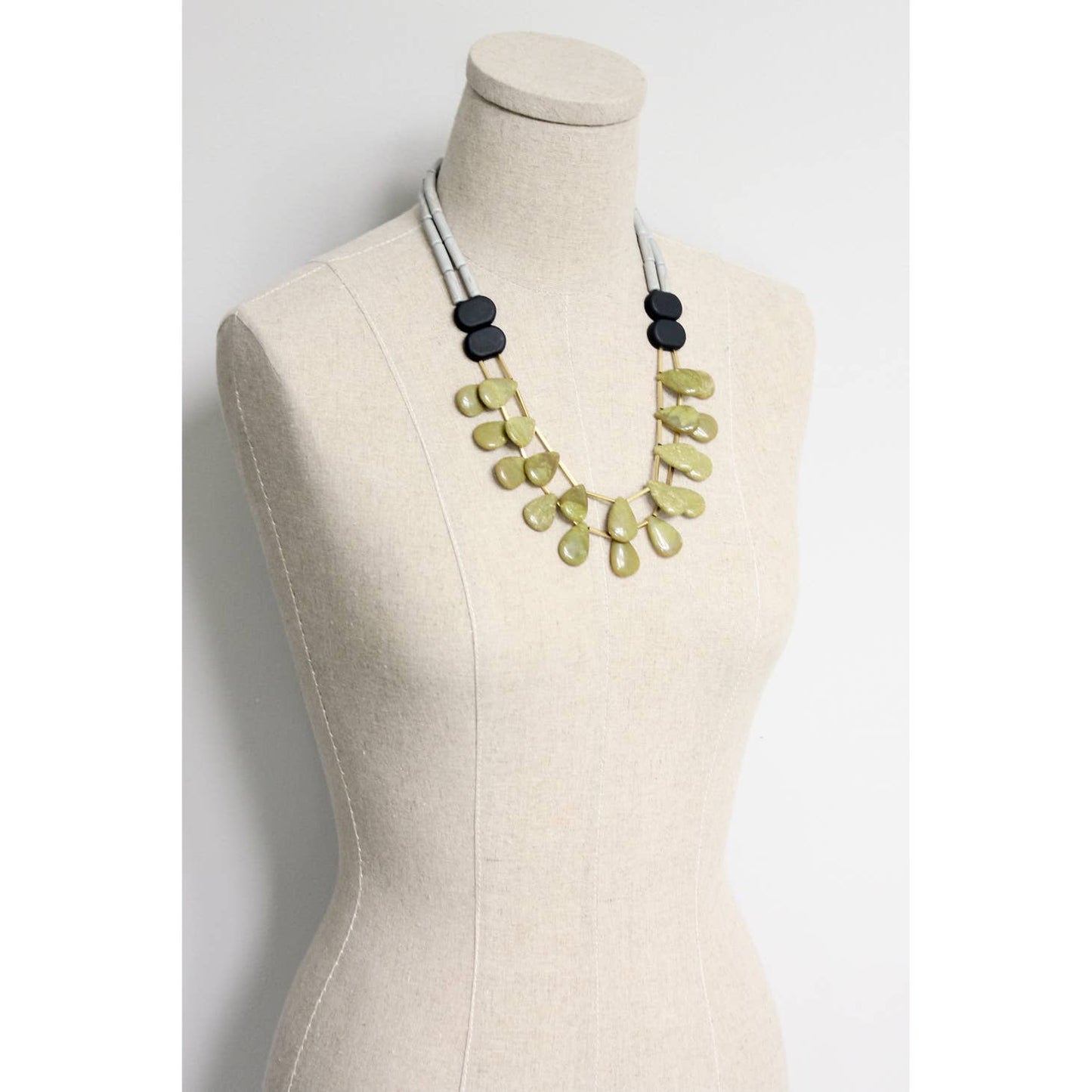 Double Strand Gray and Green Necklace