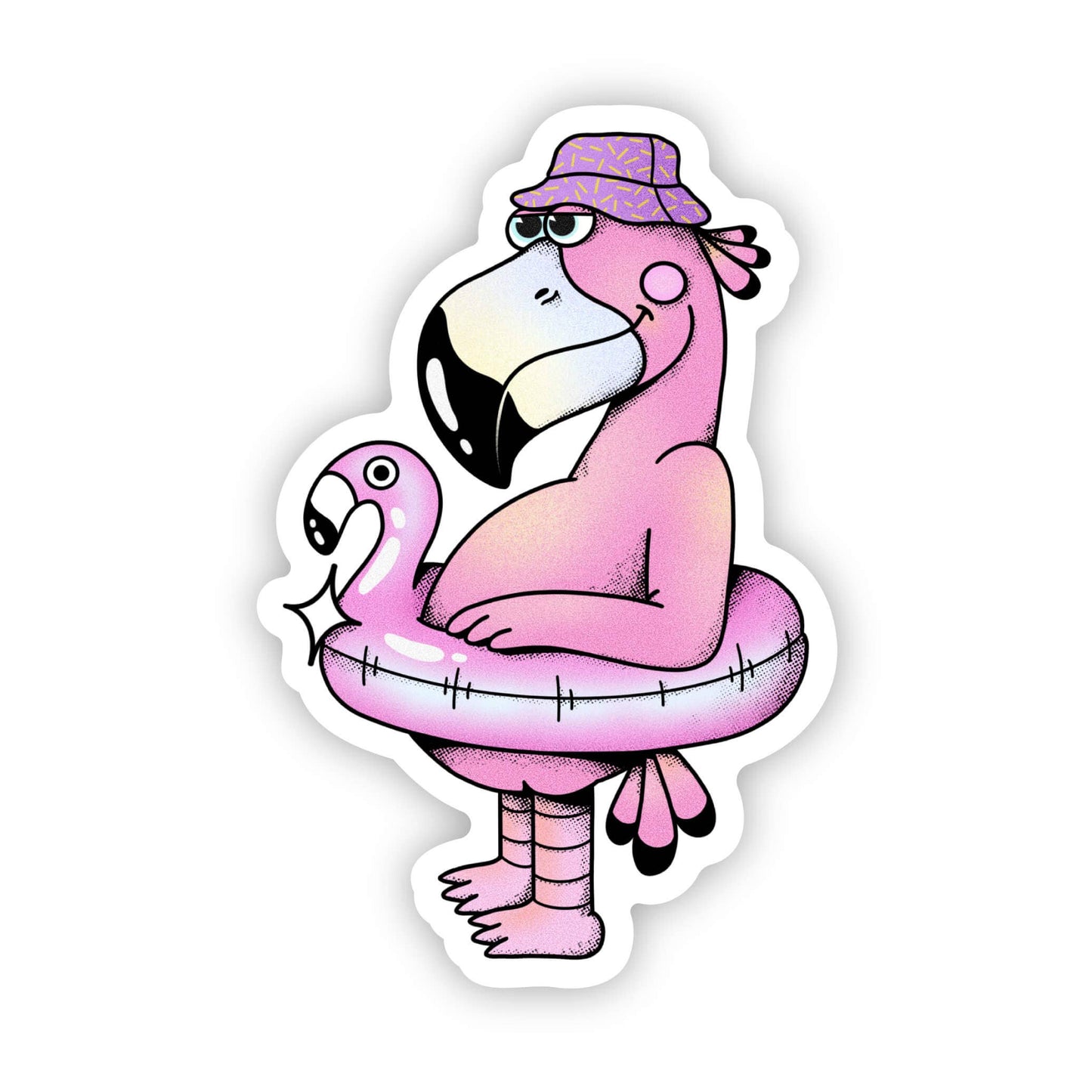 Flamingo In A Floatie Sticker