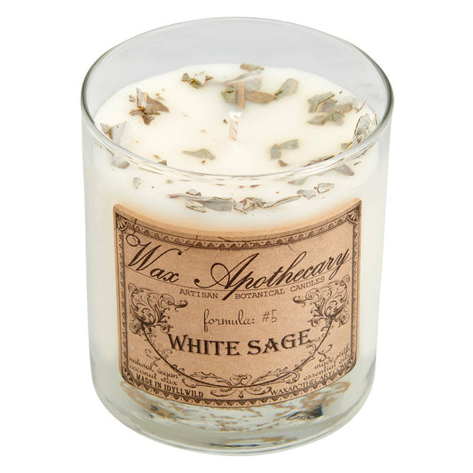 Handmade Coconut Wax Candle in Old Fashioned Glass White Sage