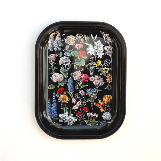 Metal Black Fleurs Ritual Tray