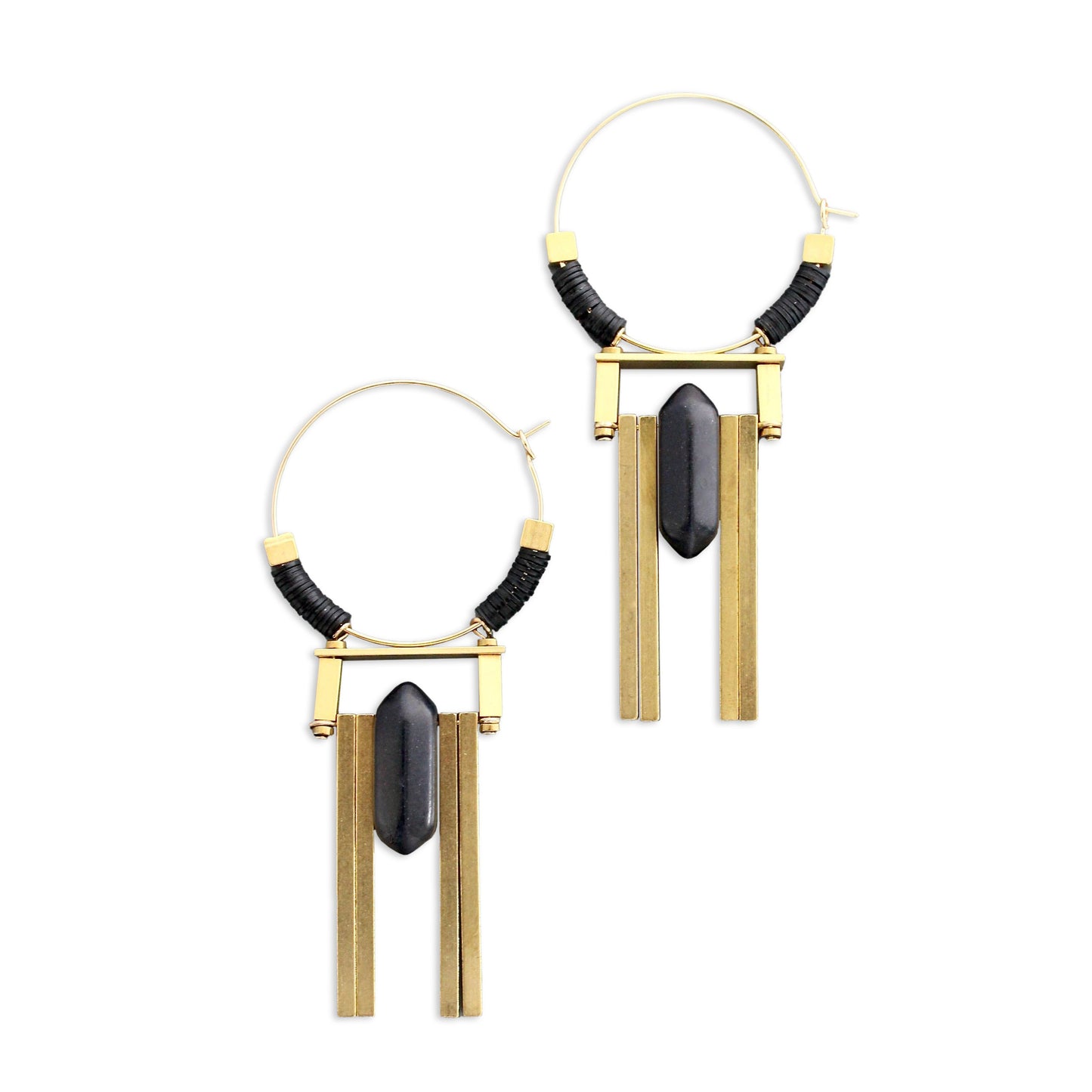 Art Deco Jet Hoop Earrings