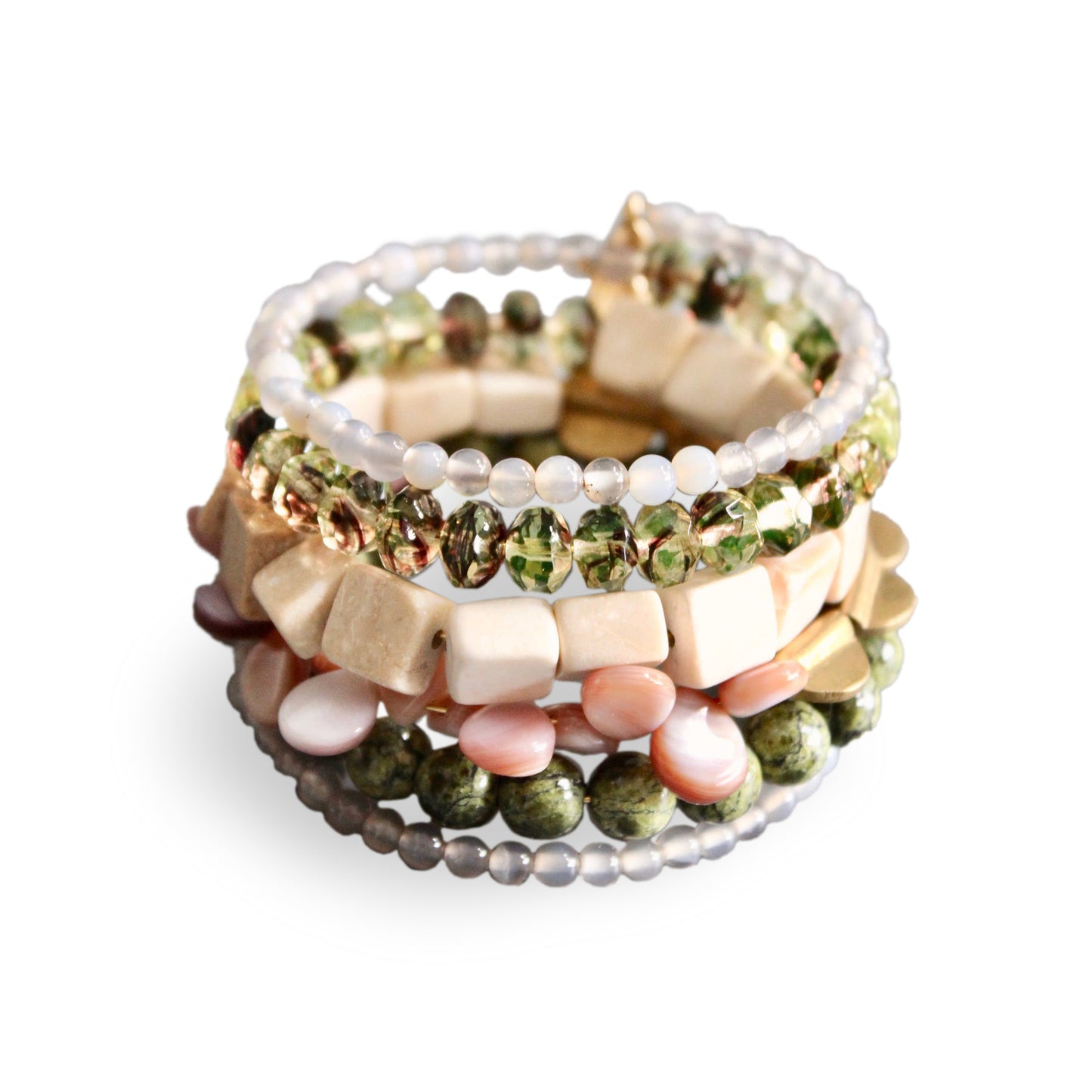 Athena Agate, Jasper, Pearls, and Glass Bracelet