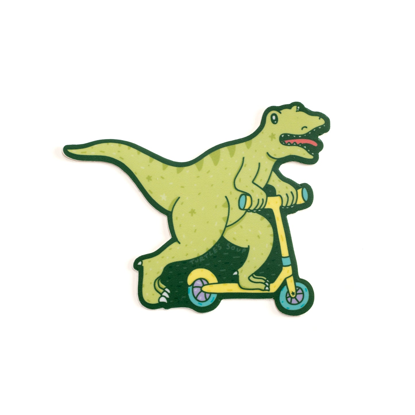 Athletic Scooting Dinosaur Vinyl Sticker