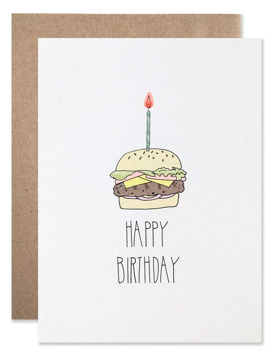 Burger With Candle Birthday Card
