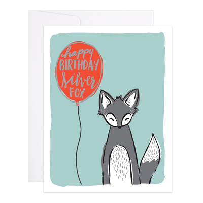 Silver Fox Birthday Card