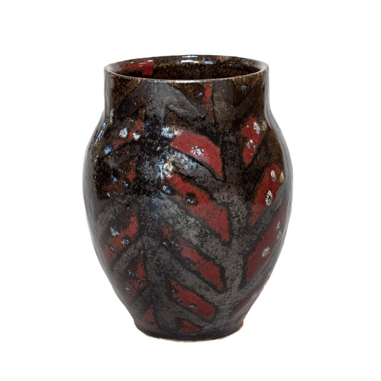 Black and Red Pattern Handmade Vase