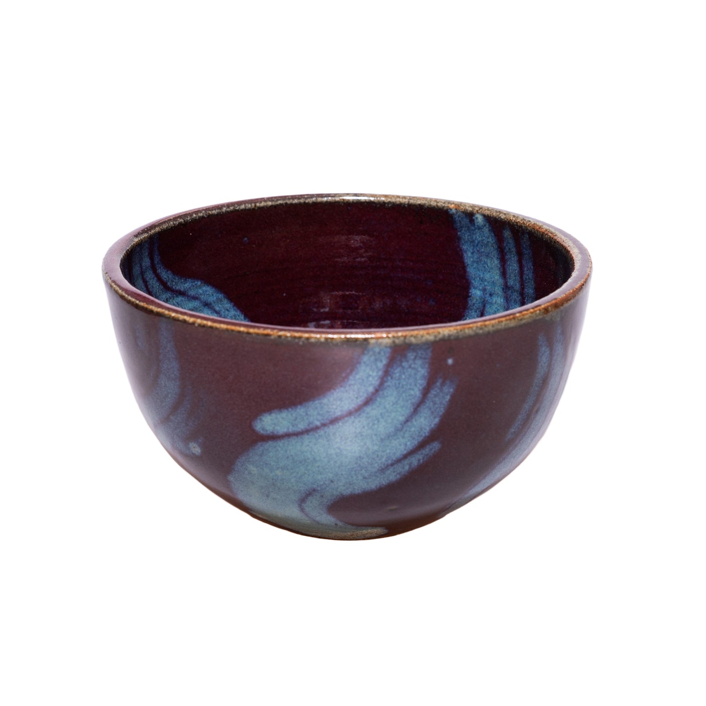 Purple and Blue Swirls Handmade Glazed Ceramic Bowl