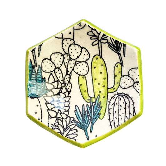 Cactus Pattern Hexagon Ring Dish