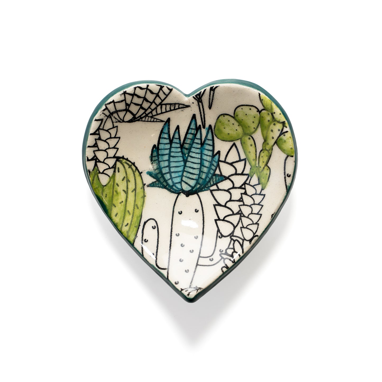 Cactus Pattern Heart Ring Dish