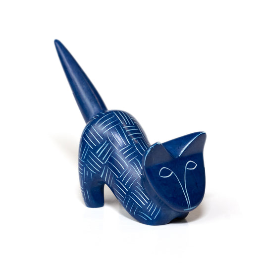 Carved Soapstone Cat Statue