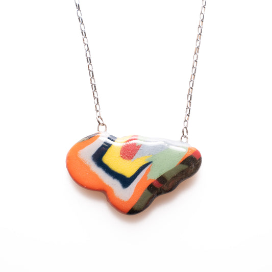 Abstract Shapes Handmade Ceramic Pendant Necklace