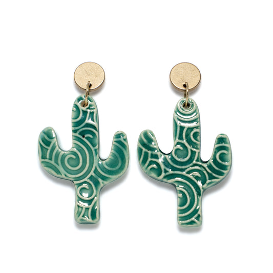 Ceramic Saguaro Drop Earrings