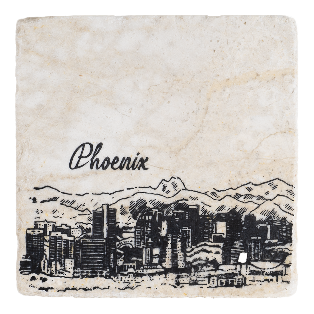 Phoenix With Skyline Handmade Stone Coaster