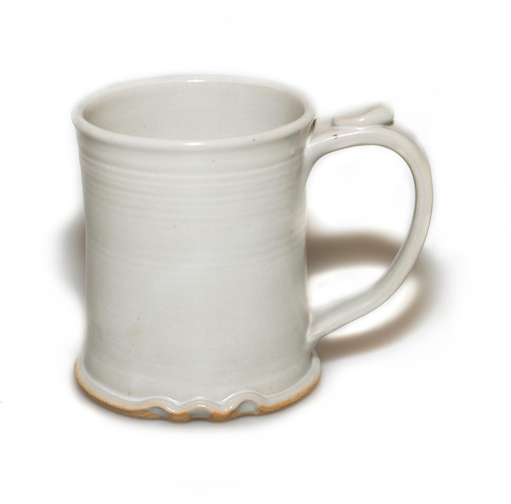 Handmade white glazed ceramic mug