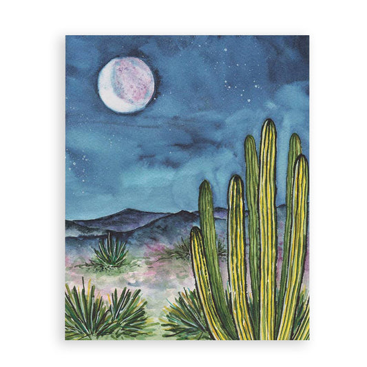 Desert Nocturne Watercolor Art Print