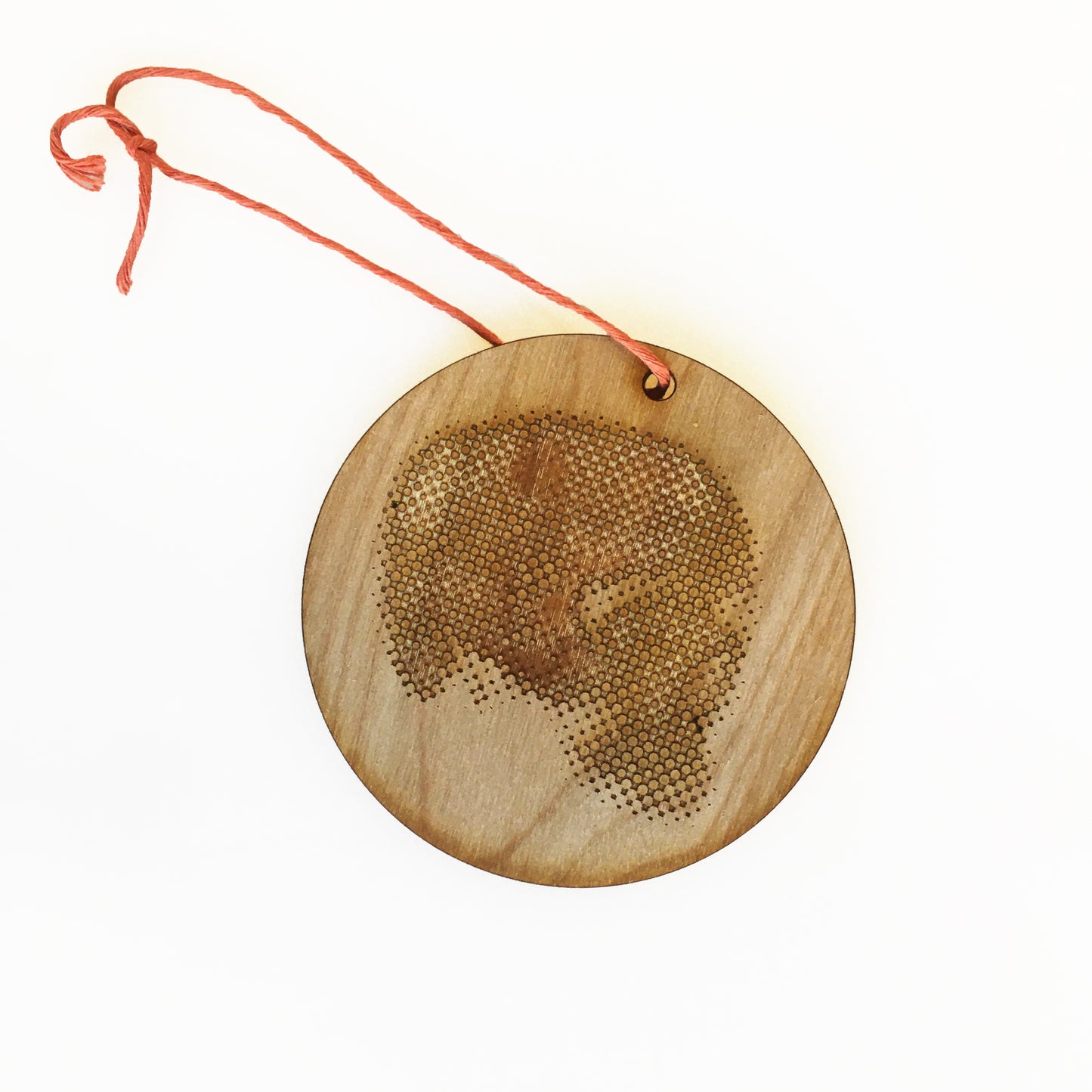 Square wooden skull hanging tag