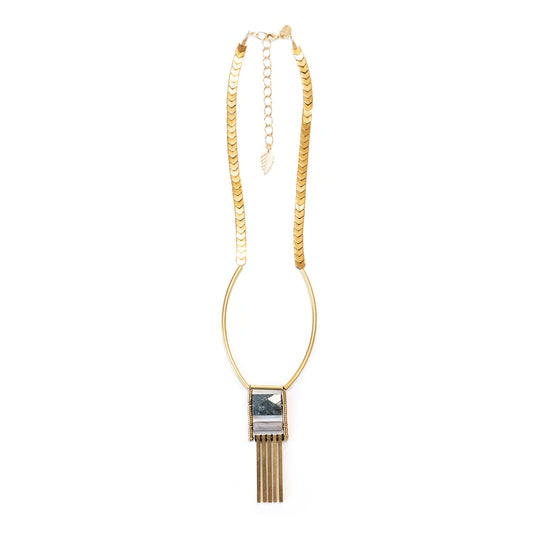 Geometric Stone and Gold Necklace
