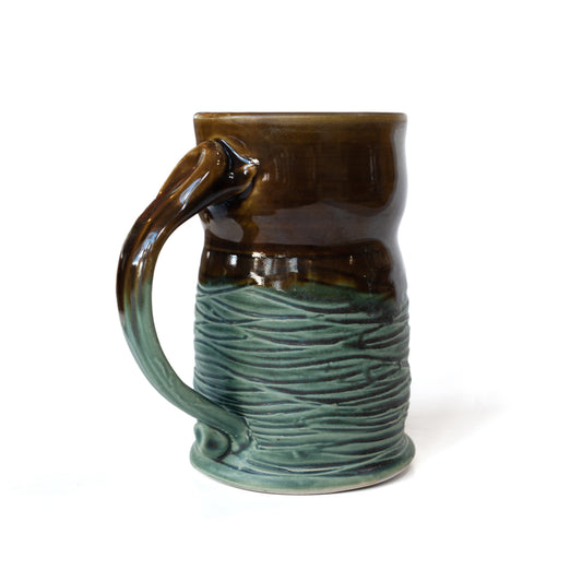 Large Handmade Green and Brown Mug