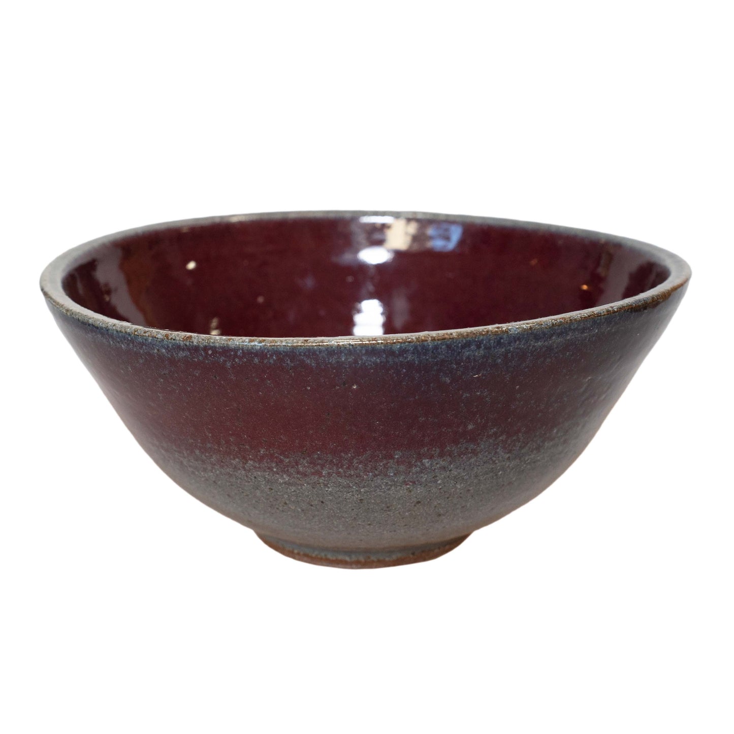 Cranberry and Gray Handmade Glazed Ceramic Bowl