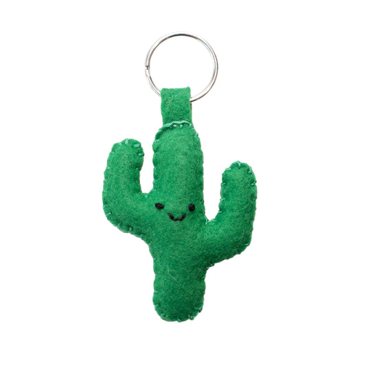 Happy Saguaro Felt Keychain