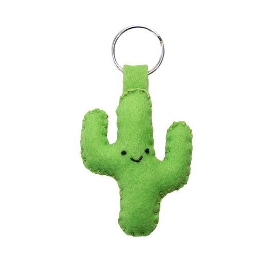 Happy Saguaro Felt Keychain