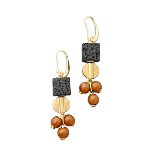 Lava Rock and Glass Earrings