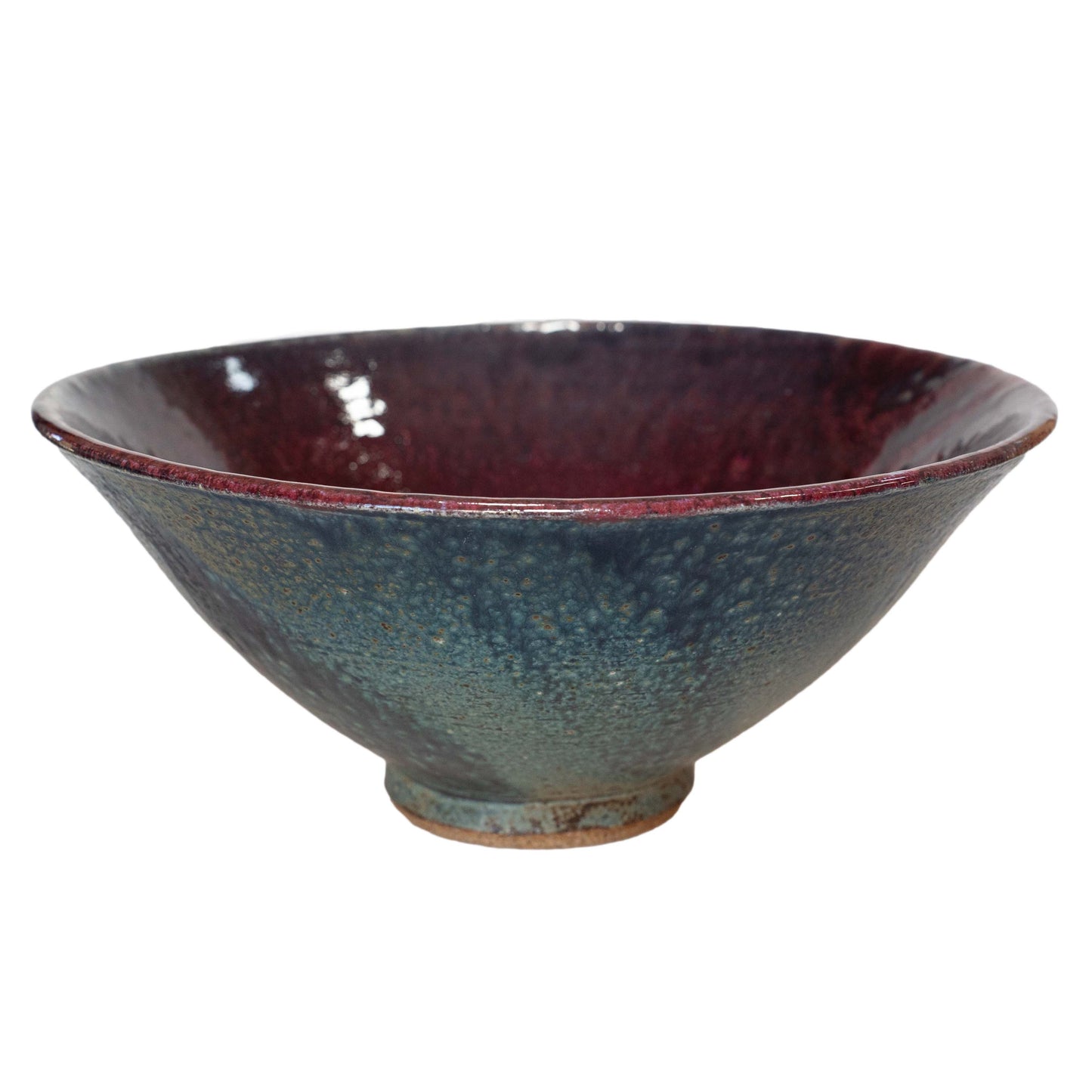 Blue and Cranberry Handmade Glazed Ceramic Bowl