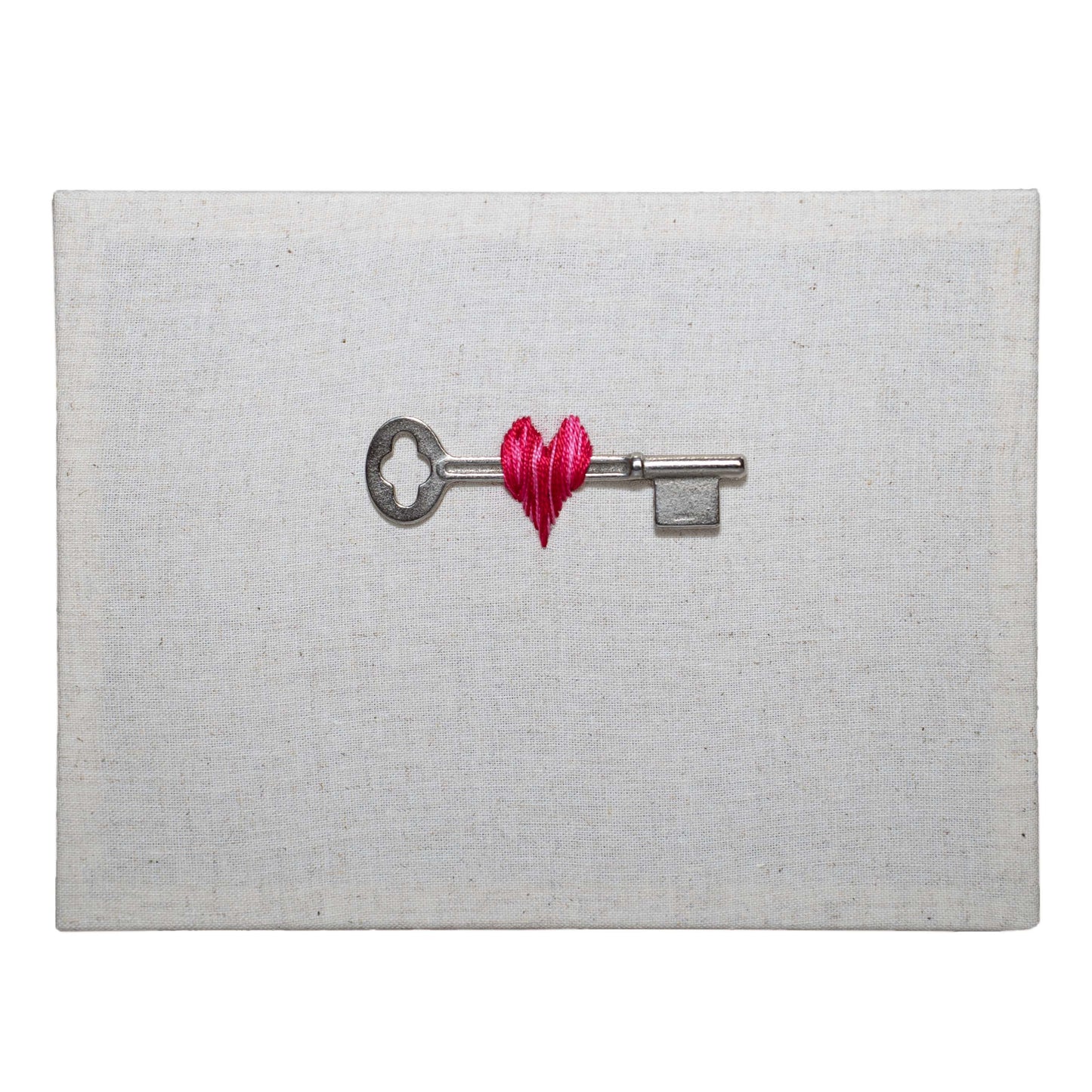 Love Key Embroidery on Linen