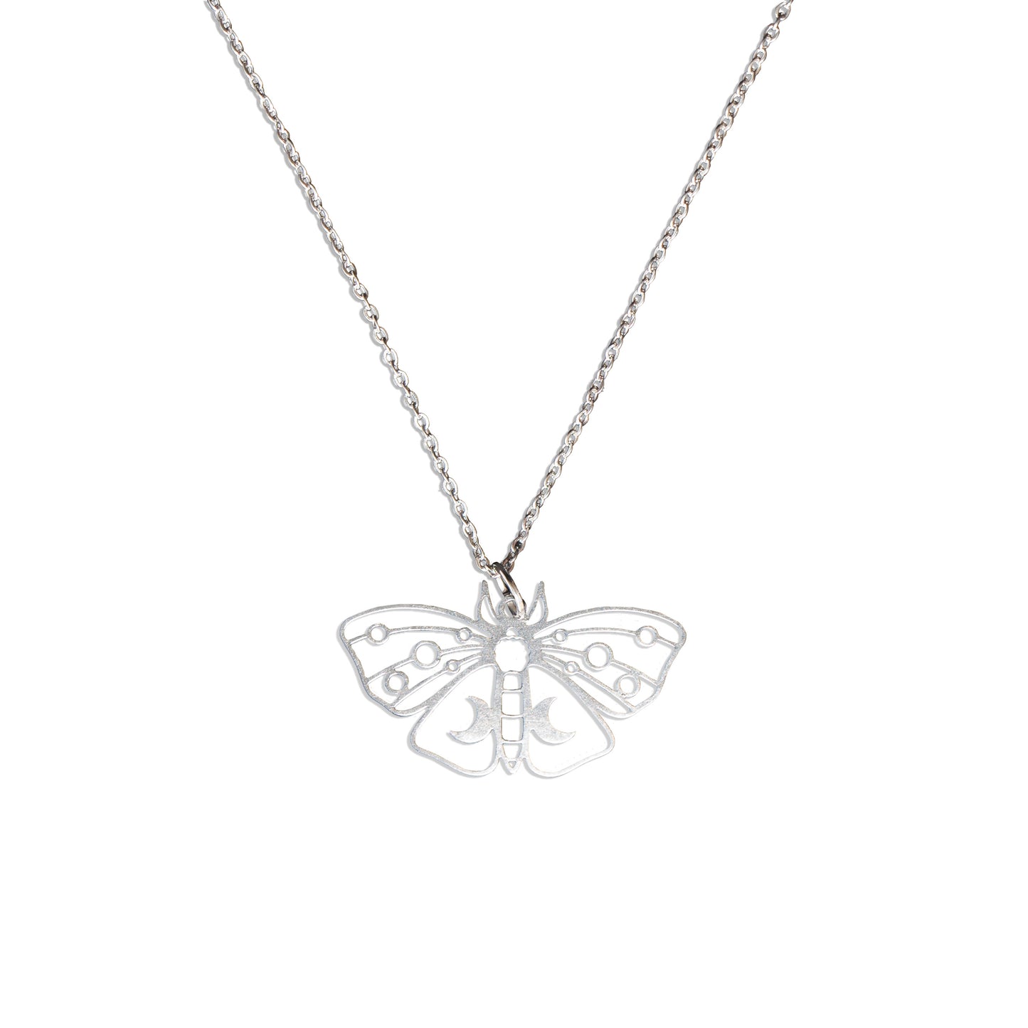 Moon Wings Moth Charm Necklace