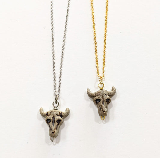 Cow skull charm handmade necklace