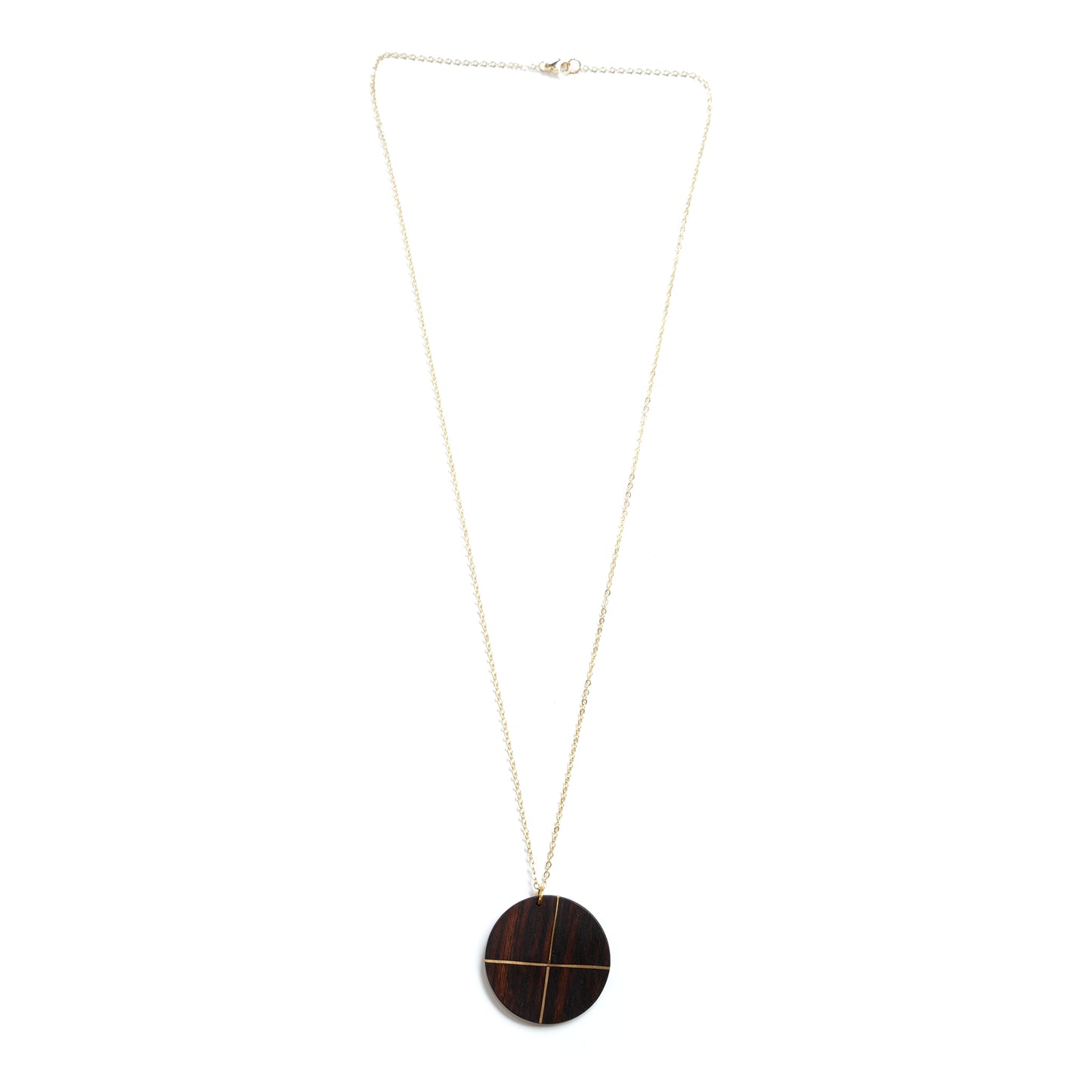 Rosewood Circle with Intersecting Gold Inlay Necklace