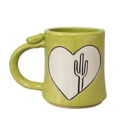 Saguaro Desert Heart Hand Carved Ceramic Mug